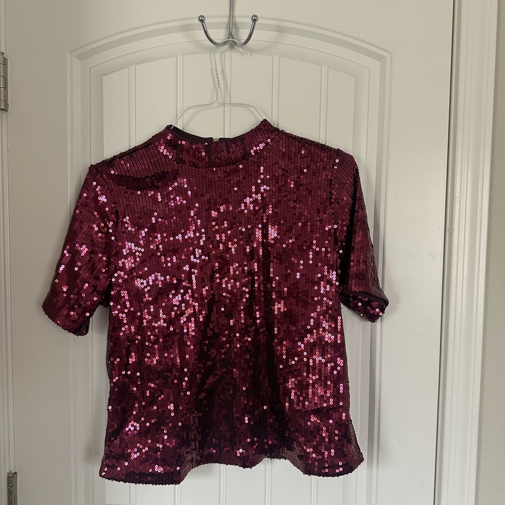 Michael Kors Wine Sequin Blouse